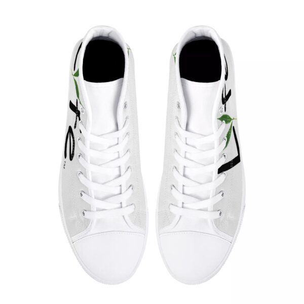 Lyfe Custom Men's White/Black/White Rubber High Top Canvas Shoes (White Laces) - Image 6