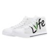 Lyfe Custom Women's White/Black/White Rubber High Top Canvas Shoes (White Laces)