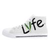 Lyfe Custom Women's White/Black/White Rubber High Top Canvas Shoes (White Laces) - Image 2