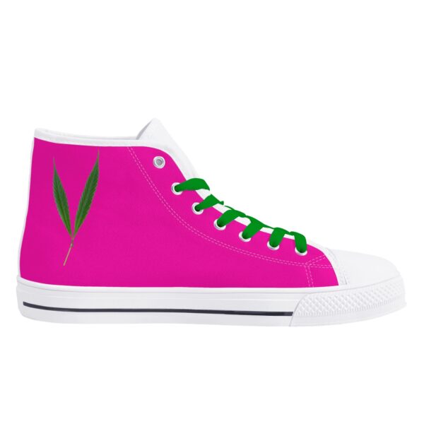 Lyfe Women's Pink/Black/White Rubber High Top Canvas Shoes (Green Laces) - Image 3
